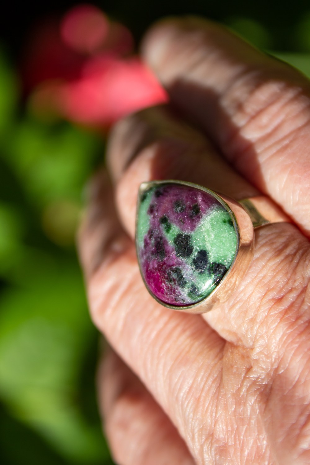 ring heart shape rubi worn